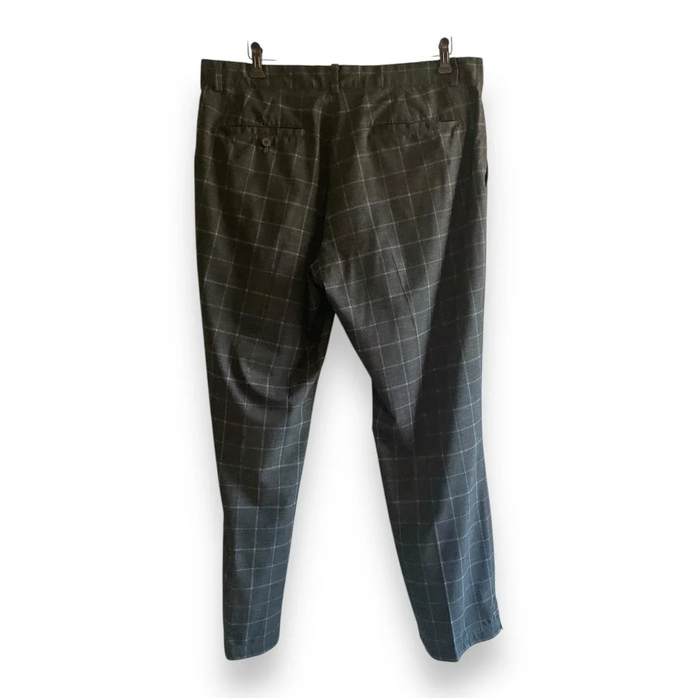 Nike Golf Tour Performance Dri-FIT Grey Windowpane Plaid Pants Mens 38x32